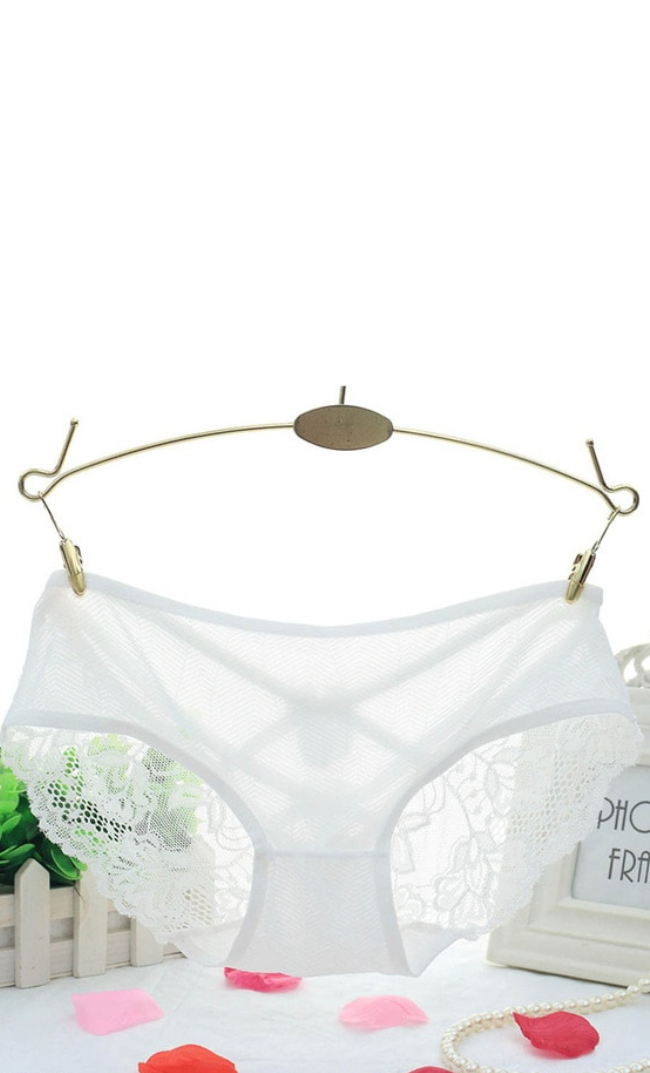 Beatriz Silk Open Hipsters en White-Pearl