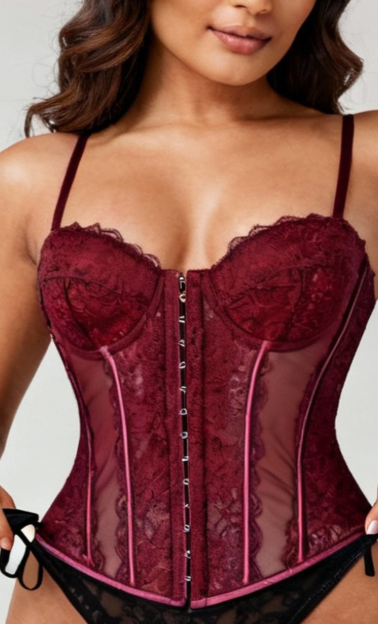 Giselle Chantilly Corset en Crimsom